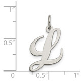 Sterling Silver Rhodium-plated Fancy Script Letter L Initial Charm - QC-84434195-8835