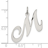Sterling Silver Rhodium-plated Fancy Script Letter M Initial Charm - QC-307E39A0-9513