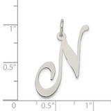 Sterling Silver Rhodium-plated Fancy Script Letter N Initial Charm - QC-D79B1912-6343