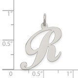 Sterling Silver Rhodium-plated Fancy Script Letter R Initial Charm - QC-913D71C3-2164