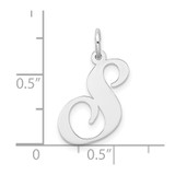 Sterling Silver Rhodium-plated Fancy Script Letter S Initial Charm - QC-D5ED6FF2-5419