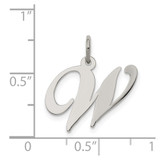 Sterling Silver Rhodium-plated Fancy Script Letter W Initial Charm - QC-43812AC8-2176