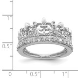 Sterling Silver Rhodium-plated Fleur-de-lis Crown CZ Ring - QR-31A031D6-9499