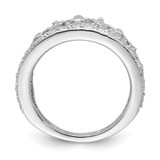 Sterling Silver Rhodium-plated Fleur-de-lis Crown CZ Ring - QR-CCC918E6-4336