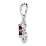 Sterling Silver Rhodium-plated Floral Garnet Pendant - QB-BFC56512-3470