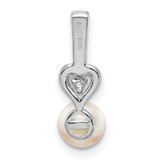 Sterling Silver Rhodium-plated FW Cultured Pearl & Diam. Pendant - QB-DBE67611-3786