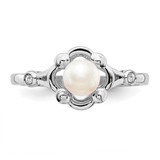 Sterling Silver Rhodium-plated FW Cultured Pearl & Diam. Ring - QB-01CDD13D-2041