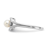 Sterling Silver Rhodium-plated FW Cultured Pearl & Diam. Ring - QB-1A41ED22-6372