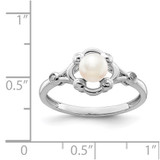 Sterling Silver Rhodium-plated FW Cultured Pearl & Diam. Ring - QB-97C92E49-7414