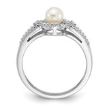 Sterling Silver Rhodium-plated FW Cultured Pearl & Diam. Ring - QB-97F9CB44-3134