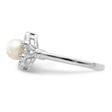 Sterling Silver Rhodium-plated FW Cultured Pearl & Diam. Ring - QB-C2A3C690-3347