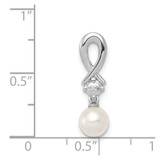 Sterling Silver Rhodium-plated FW Cultured Pearl Diamond Chain Slide