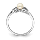 Sterling Silver Rhodium-plated FW Cultured Pearl Ring - QB-F9D2ED3E-5693
