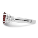 Sterling Silver Rhodium-plated Garnet & CZ Ring - QR-2957B39E-9282