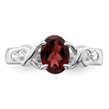 Sterling Silver Rhodium-plated Garnet & CZ Ring - QR-2957B39E-9282