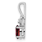 Sterling Silver Rhodium-plated Garnet & Diam. Pendant - QB-B4E5954F-9006