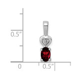 Sterling Silver Rhodium-plated Garnet & Diam. Pendant - QB-B4E5954F-9006
