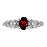 Sterling Silver Rhodium-plated Garnet & Diam. Ring - QB-56B8F07E-5434