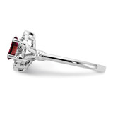 Sterling Silver Rhodium-plated Garnet & Diam. Ring - QB-8ED6C040-8285