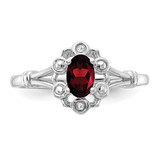 Sterling Silver Rhodium-plated Garnet & Diam. Ring - QB-8ED6C040-8285