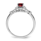 Sterling Silver Rhodium-plated Garnet & Diam. Ring - QB-940FB733-7085