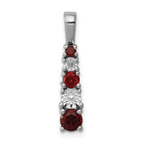 Sterling Silver Rhodium-plated Garnet & Diamond Pendant - QP-1A0C3B3E-6660