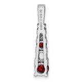 Sterling Silver Rhodium-plated Garnet & Diamond Pendant - QP-1A0C3B3E-6660