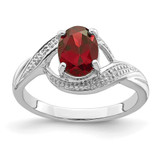 Sterling Silver Rhodium-plated Garnet & Diamond Ring - QD-49A38416-4967
