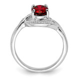 Sterling Silver Rhodium-plated Garnet & Diamond Ring - QD-49A38416-4967