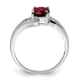 Sterling Silver Rhodium-plated Garnet & Diamond Ring - QD-6E176D35-2929