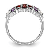 Sterling Silver Rhodium-plated Garnet Amethyst and White Topaz Ring - QR-09C0141A-6436