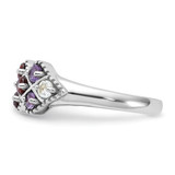 Sterling Silver Rhodium-plated Garnet Amethyst and White Topaz Ring - QR-09C0141A-6436