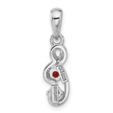Sterling Silver Rhodium-plated Garnet and CZ Swirl Pendant
