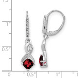 Sterling Silver Rhodium-plated Garnet and Diamond Earrings - EM-3D90E825-4949