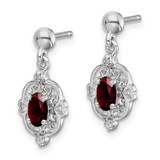 Sterling Silver Rhodium-plated Garnet and Diamond Post Earrings - QD-D52DAE0B-5232