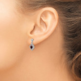 Sterling Silver Rhodium-plated Garnet and Diamond Post Earrings - QD-D52DAE0B-5232