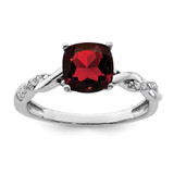 Sterling Silver Rhodium-plated Garnet and Diamond Ring - RM-0283DE59-8647
