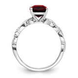 Sterling Silver Rhodium-plated Garnet and Diamond Ring - RM-B391B722-4555