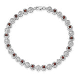 Sterling Silver Rhodium-plated Garnet Diamond Bracelet - QX-7A0A5686-7000