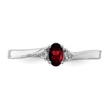 Sterling Silver Rhodium-plated Garnet/Diamond Birthstone Ring - QB-2B1207D3-4536