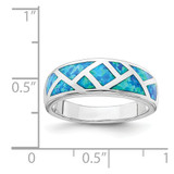Sterling Silver Rhodium-plated Geometric Lab Created Blue Opal Ring - QR-47C281AE-7106
