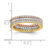 Sterling Silver Rhodium-plated Gold and Rose-tone CZ 3 Eternity Band Set - QR-A39DADD0-3777