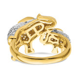 Sterling Silver Rhodium-plated Gold Tone Mom & Baby CZ Elephants Ring - QR-C48B659A-4544