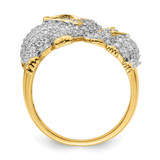 Sterling Silver Rhodium-plated Gold Tone Mom & Baby CZ Elephants Ring - QR-D4DDB77C-7437