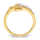 Sterling Silver Rhodium-plated Gold-tone INRI Crucifix Ring - QR-DB478E27-2687
