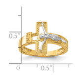 Sterling Silver Rhodium-plated Gold-tone INRI Crucifix Ring - QR-DB478E27-2687