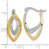 Sterling Silver Rhodium-plated Gold-tone Polished CZ Fancy Hoop Earrings