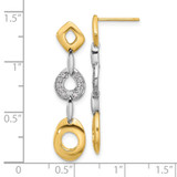 Sterling Silver Rhodium-plated Gold-tone Polished CZ Post Dangle Earrings