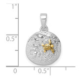 Sterling Silver Rhodium-plated Gold-tone Textured Turtle Crawling In The Sand Pendant