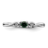 Sterling Silver Rhodium-plated Green & White CZ Ring - QR-2AAC9581-1635